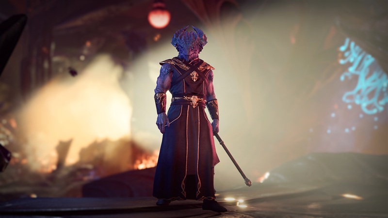 Baldur's Gate dragonborn with a staff